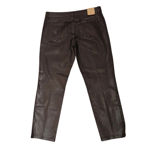Club Monaco Benita Wax Coated Straight Leg Cropped Pants in Peat Moss sz 6 NWT - Picture 3 of 8